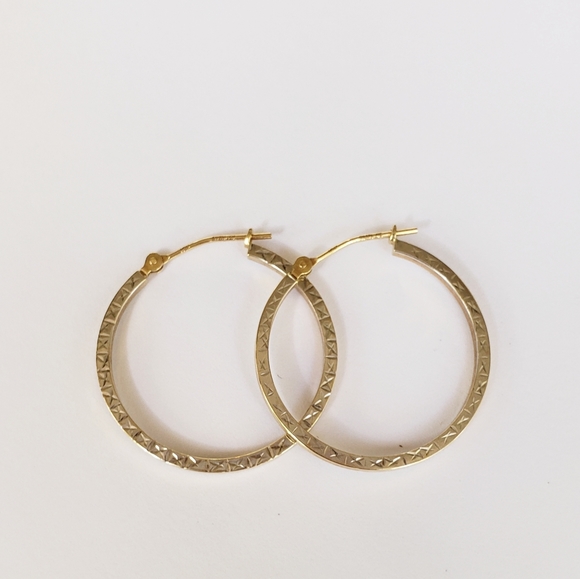 Jewelry - 10K White Gold and Yellow Gold Diamond-Cut Hoops